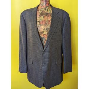 Chaps Ralph Lauren Blazer Coat Mens 48L Suit Jacket Grey Houndstooth Wool